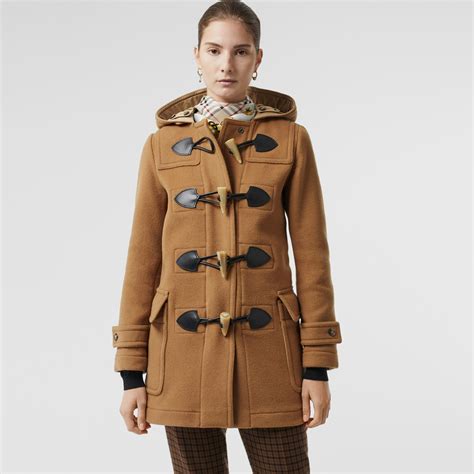 burberry check coat wool women|burberry wool duffle coat women's.